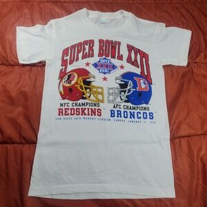 Vintage Super Bowl XXII 1988 T Shirt Washington Redskins Denver Broncos Sz Small